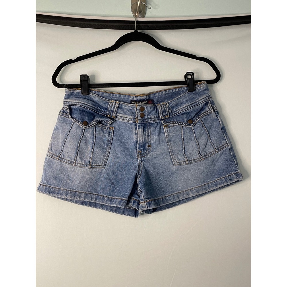 Y2K American Eagle Outfitters Denim Shorts Size 6 Light Wash Button‎ Fly Pockets